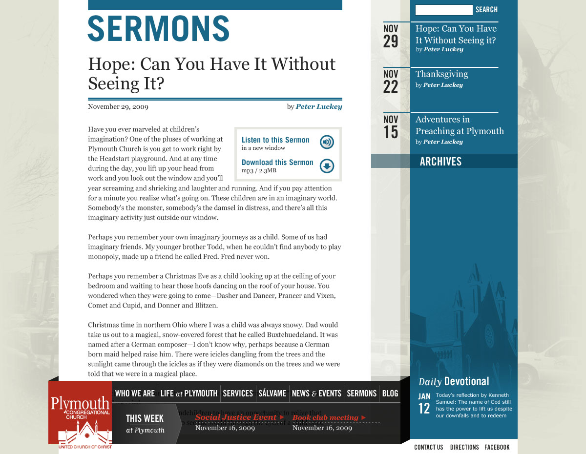 Plymouth Congregational Church website